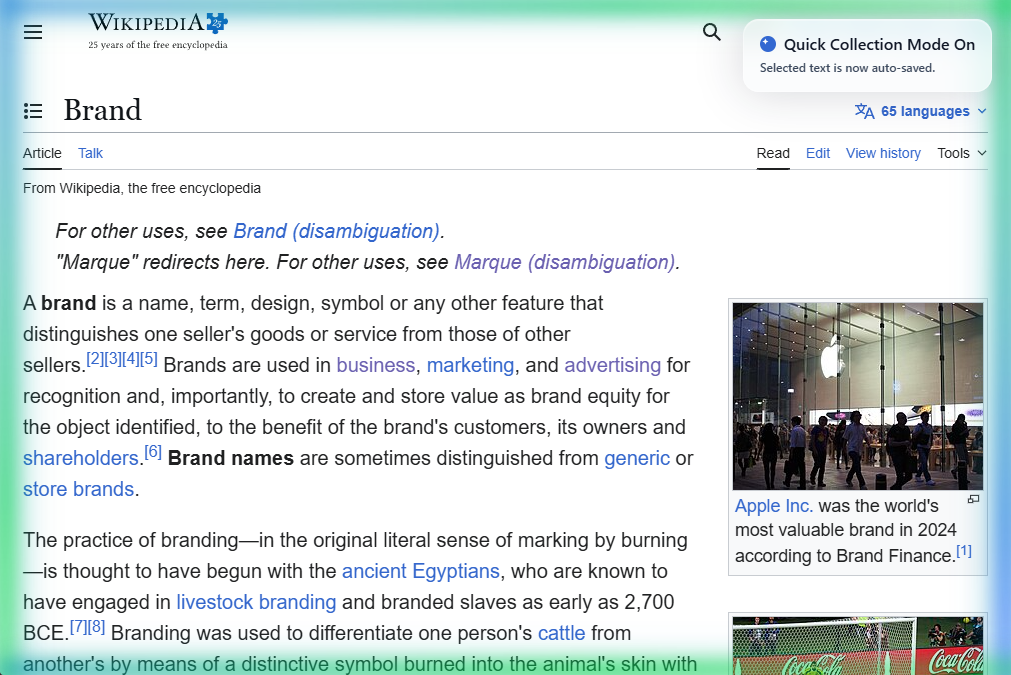 Quick Collection Mode